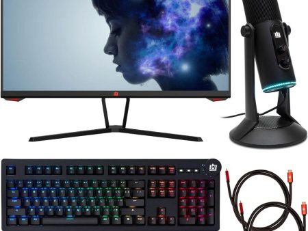 Deco Gear 25  Gaming Monitor, 1080P FHD, 144Hz Bundle with Keyboard and USB PC Microphone Discount