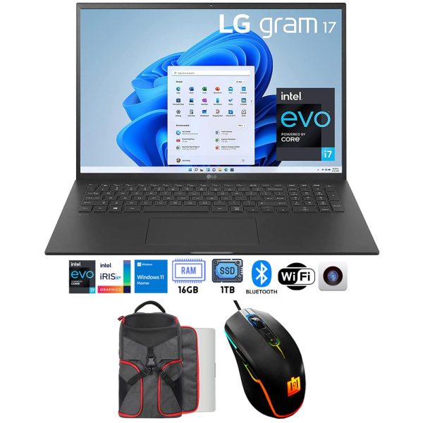 LG gram 17  Ultra-Slim Laptop, Intel i7, 16GB 1TB SSD +Gaming Mouse +Backpack For Cheap