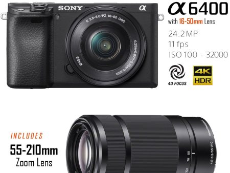 Sony a6400 Mirrorless APS-C Camera with 16-50mm and 55-210mm Zoom Lens (ILCE-6400L) Online Hot Sale