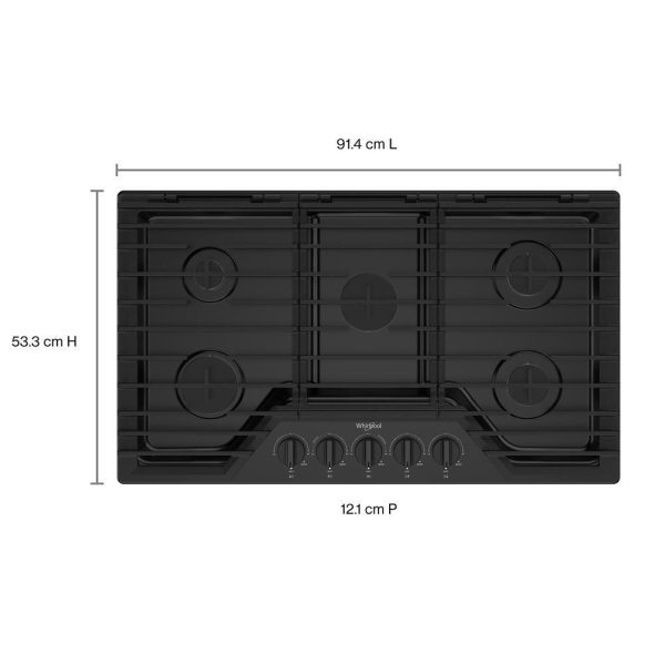 Whirlpool WCGK5036PB 36-inch Gas Cooktop with EZ-2-Lift™ Hinged Cast-Iron Grates Online now